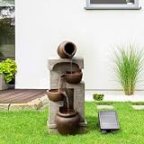 Teamson Home Solar Powered Water Feature 4 Tier Pot Fountain with LED Lights view 2