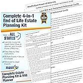 Complete Estate Planning Kit &amp; Will Planner &ndash; Last Will and Testament, Living Will, Durable Power of Attorney, and Health Care Power of Attorney &ndash; Do It Yourself Legal Will and Testament Kit