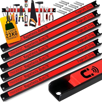 Deuba Magnetic Tool Holders 6pc 60cm 23KG Wall Mount Screwdriver Spanner Garden