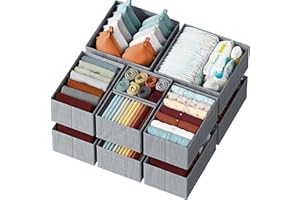 NEATERIZE Drawer Organizer Clothes Set of 12 Grey - Dresser Organizer For Nursery, Bedroom, Closet - The Perfect Baby Clothes Organizer and Storage & General Nursery Organization or Dresser Drawer Organizers