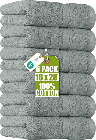 Utopia Towels Premium Hand Towels 6 Pack 41 x 71 cm 100% Cotton Cool Grey