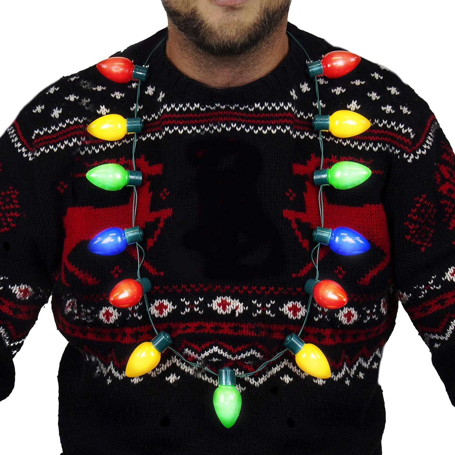 Gift Republic Festive Lights Necklace, Colourful Flashing Christmas Light-Up Necklace - Image 3
