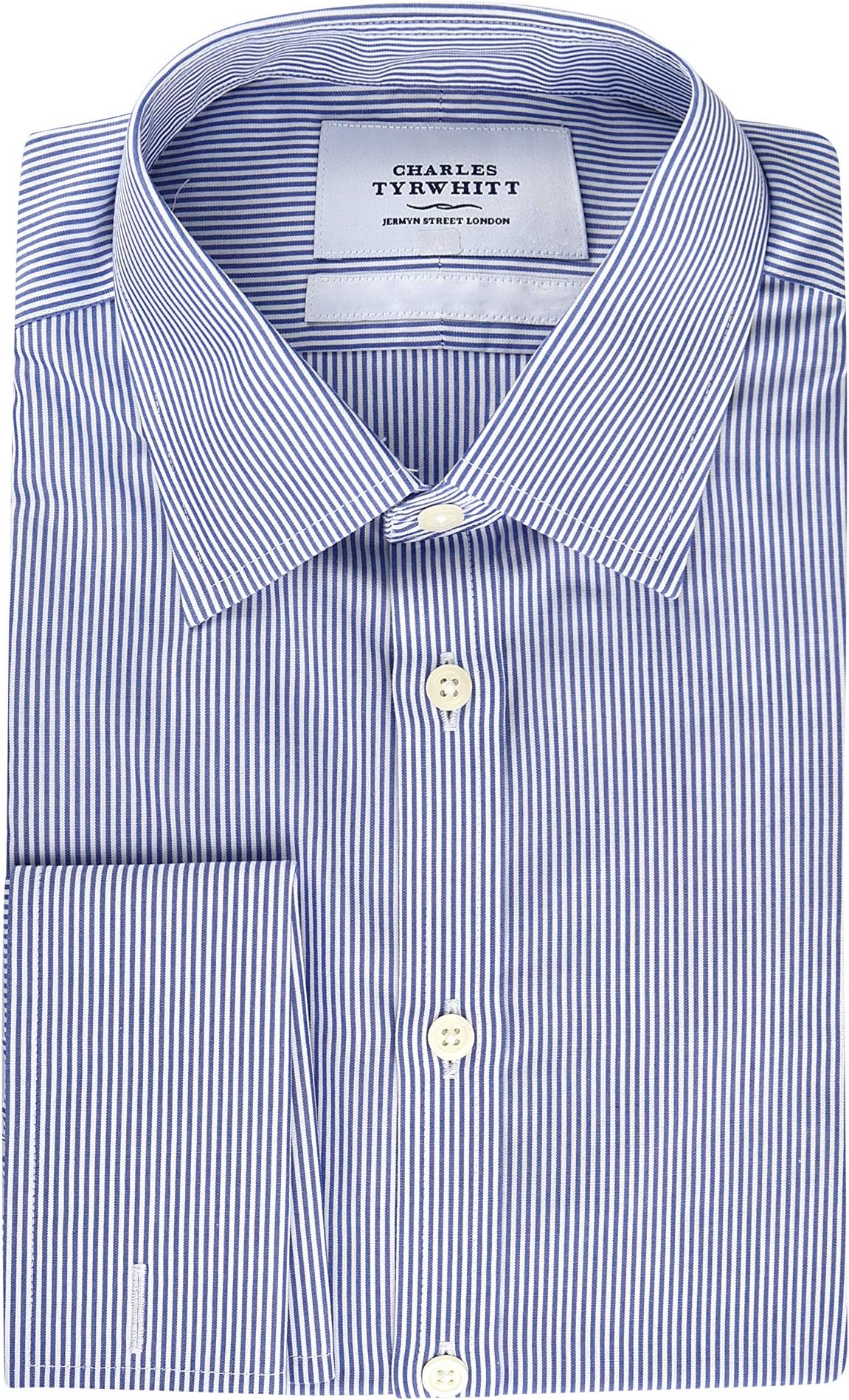 Extra Slim Fit Non Iron Mens Dress Shirts with French/Double Cuff
