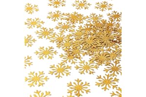 Gold Snowflake Party-Decorations Christmas Confetti - 100pcs Glitter Paper decor Table Confetti,Winter Wonderland Birthday Party Supplies New Year Decor Lasting Surprise