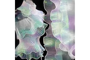 Ganeen 16 Yard Ruffle Pleated Iridescent Ribbon, Jellyfish Organza Ruffle Trim, Retro Tulle Lace Fabric for Jellyfish Costume Sewing Craft Dress Hat Lantern Cake Christmas Tree Decor