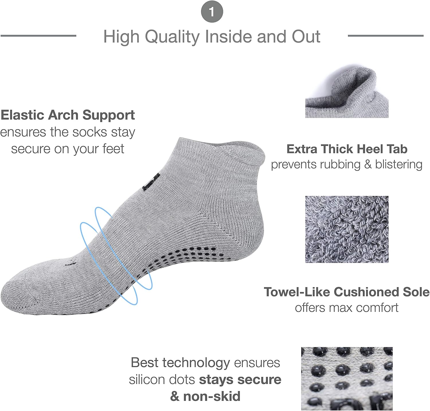 Non-Slip Socks Yoga Barre Pilates Hospital Maternity Sock w/ Grips For Women Men 3 Pairs Black Pink Gray: Clothing