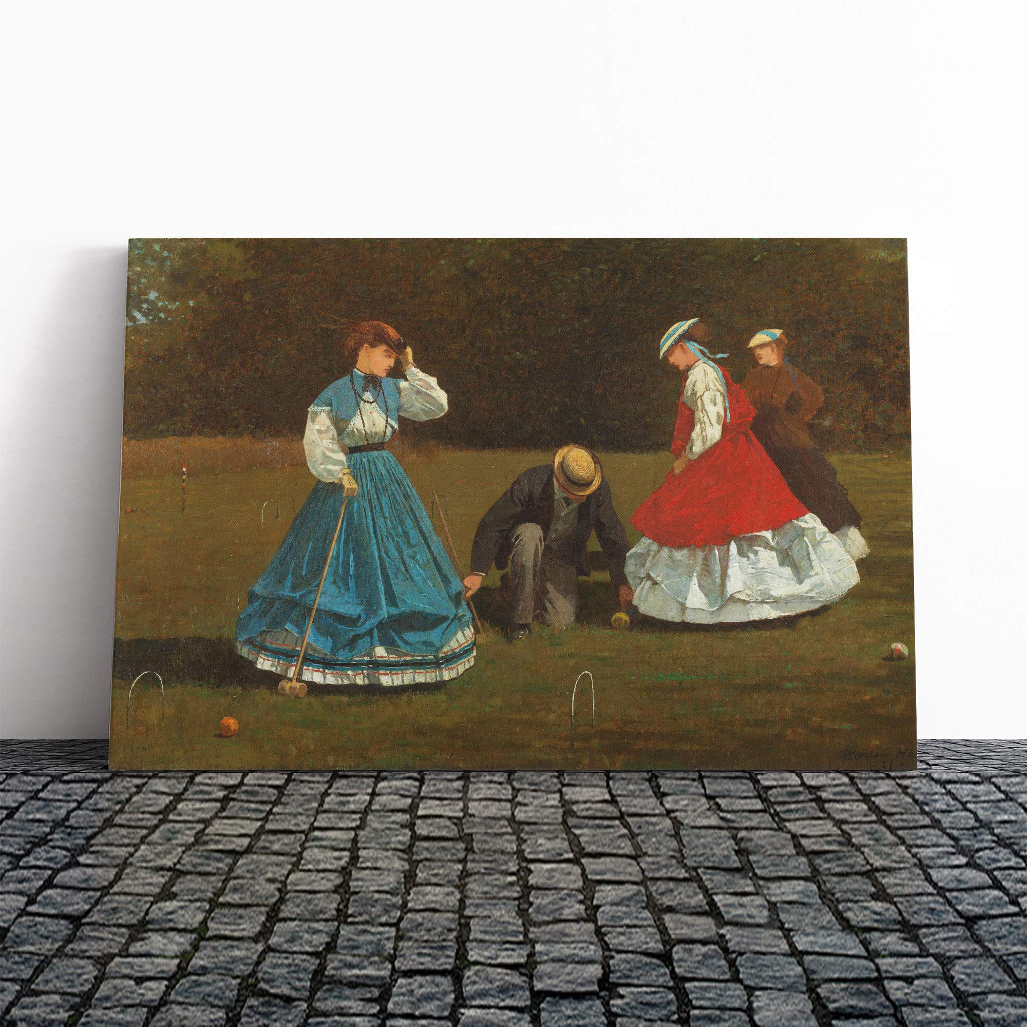 Winslow Homer Croquet Canvas Print | Gallery Wrapped 30mm Frame Wall Art | 20x14 inches | Ready to Hang | Modern Picture | Living Room Bedroom Lounge Office