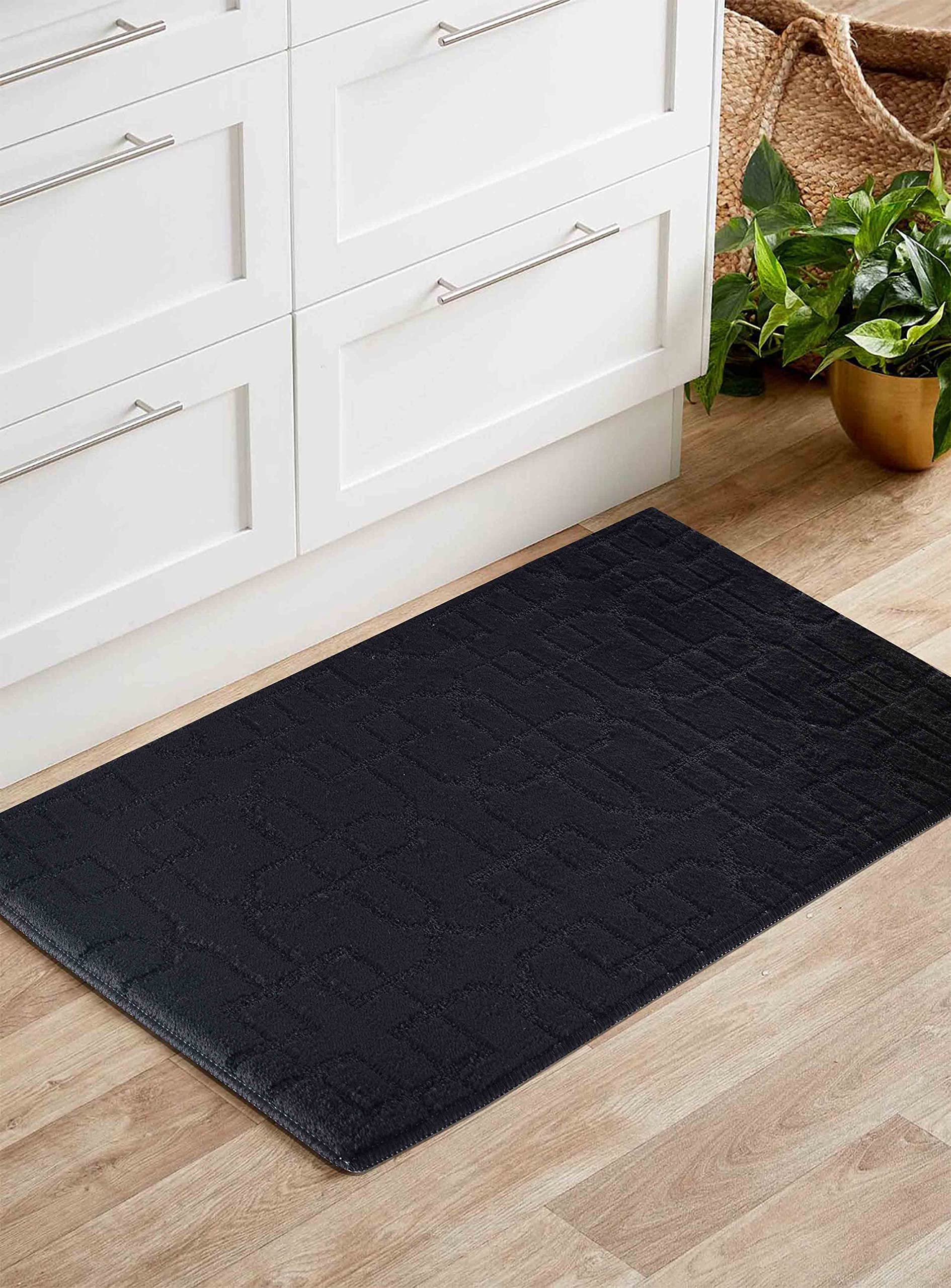 GULLAMBO Door Mat - Non Slip Mat For Tiles Lino lamination Wood Flooring - Washable Front Door Mat Inside, Super Absorbent Dirt Trapper - Kitchen Door Mats Rugs (Black Siam, 40cm x 60cm) — image 1