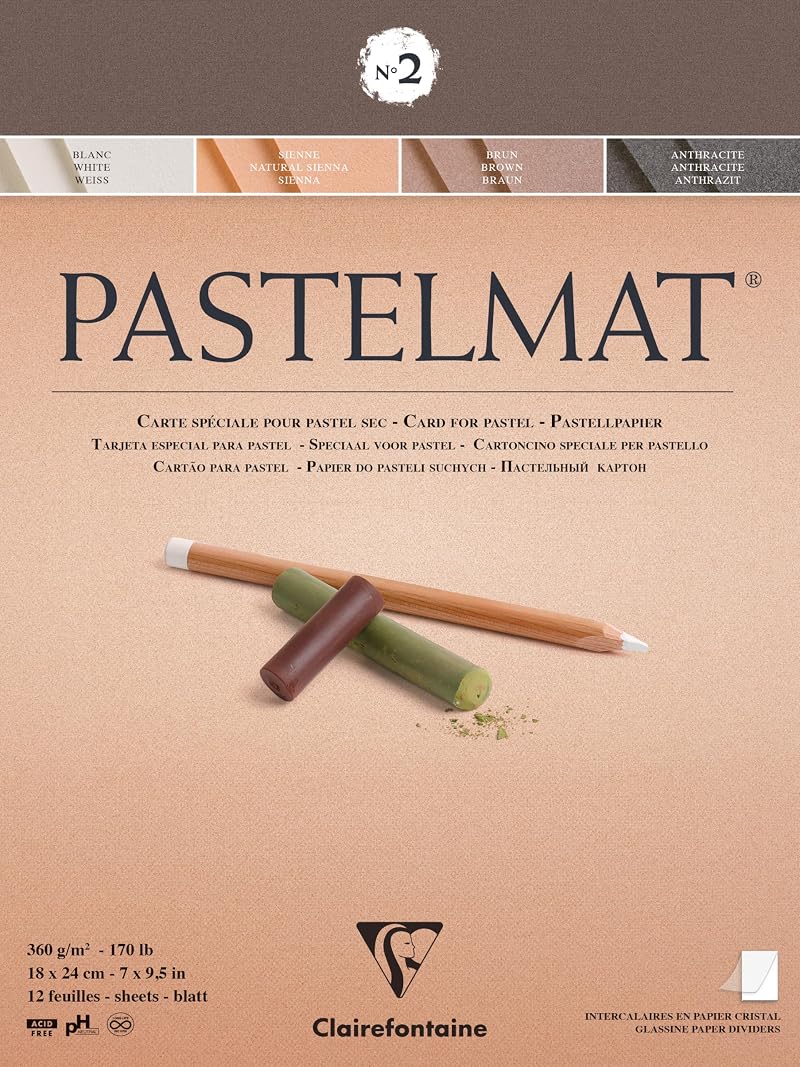 Clairefontaine Pastelmat Block No.2 12 Sheets 360gsm 18x24cm Assorted