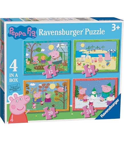 Ravensburger - 2 Puzzle Da 24 Pezzi Per Bambini 4+ Anni - Peppa Pig - Formato 26x18 Cm - Gioco Educativo E Stimolante