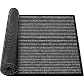 MYFAMIREA Commercial Floor Mat 3' x 16' Extra Large Front Door Industrial Rug Heavy Duty Brush Step Entrance Mat Weather Utility Rug with Non Slip Rubber Backing Low Profile for Entryway,Charcoal Grey