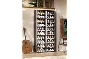 ANTBOX Portable Shoe Rack Storage with Clear Magnetic Doors, One-Piece Folding Shoe Cabinet Organizer Box for Closet Entryway