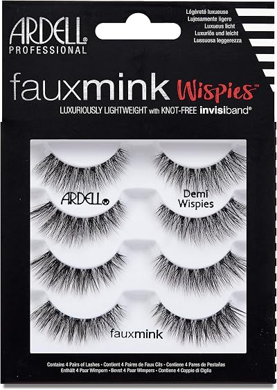 Ardell Faux Mink Demi Wispies False Eyelashes 4 Pairs Black Medium Volume