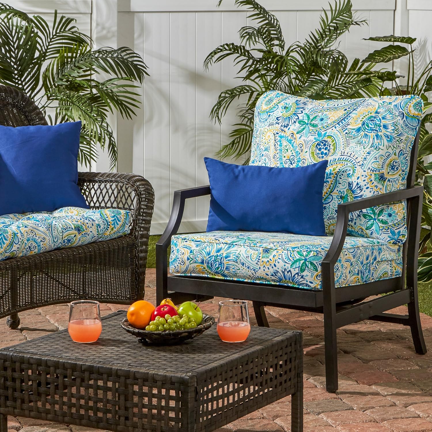 Greendale Home Fashions AZ7820-BALTIC Paisley Outdoor 2-Piece Deep Seat Cushion Set : Garden & Outdoor