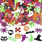 JULBEAR 300Pcs Halloween Foam Stickers Glitter Self-Adhesive Craft Decals | Foam Material, Kids Party Favor Supplies and Home Decorations, Self-Adhesive Pumpkin Spider Bat, 300 Pieces Craft Stickers