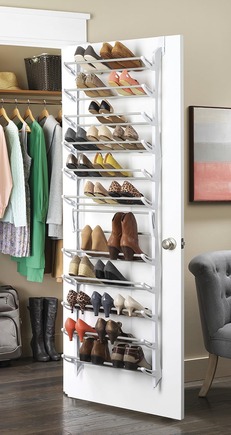 Whitmor Over the Door Shoe Rack - 36 Pair - Fold Up, Nonslip Bars: Home & Kitchen