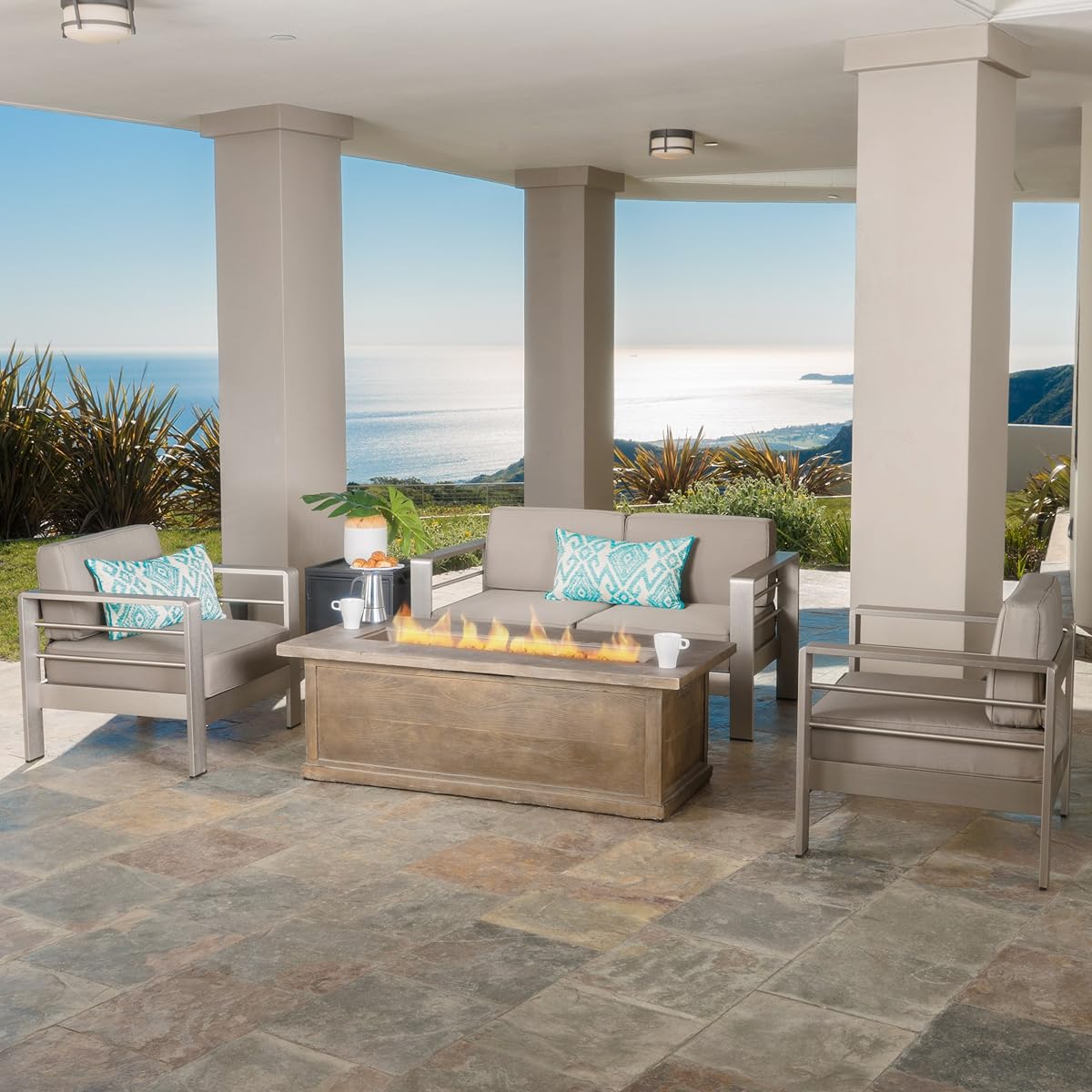 Crested Bay Aluminum Outdoor Patio Furniture 3 Piece Chat