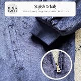 trekki The Big Softy Blanket Hoodie Navy Blue Oversized Sherpa Fleece view 4