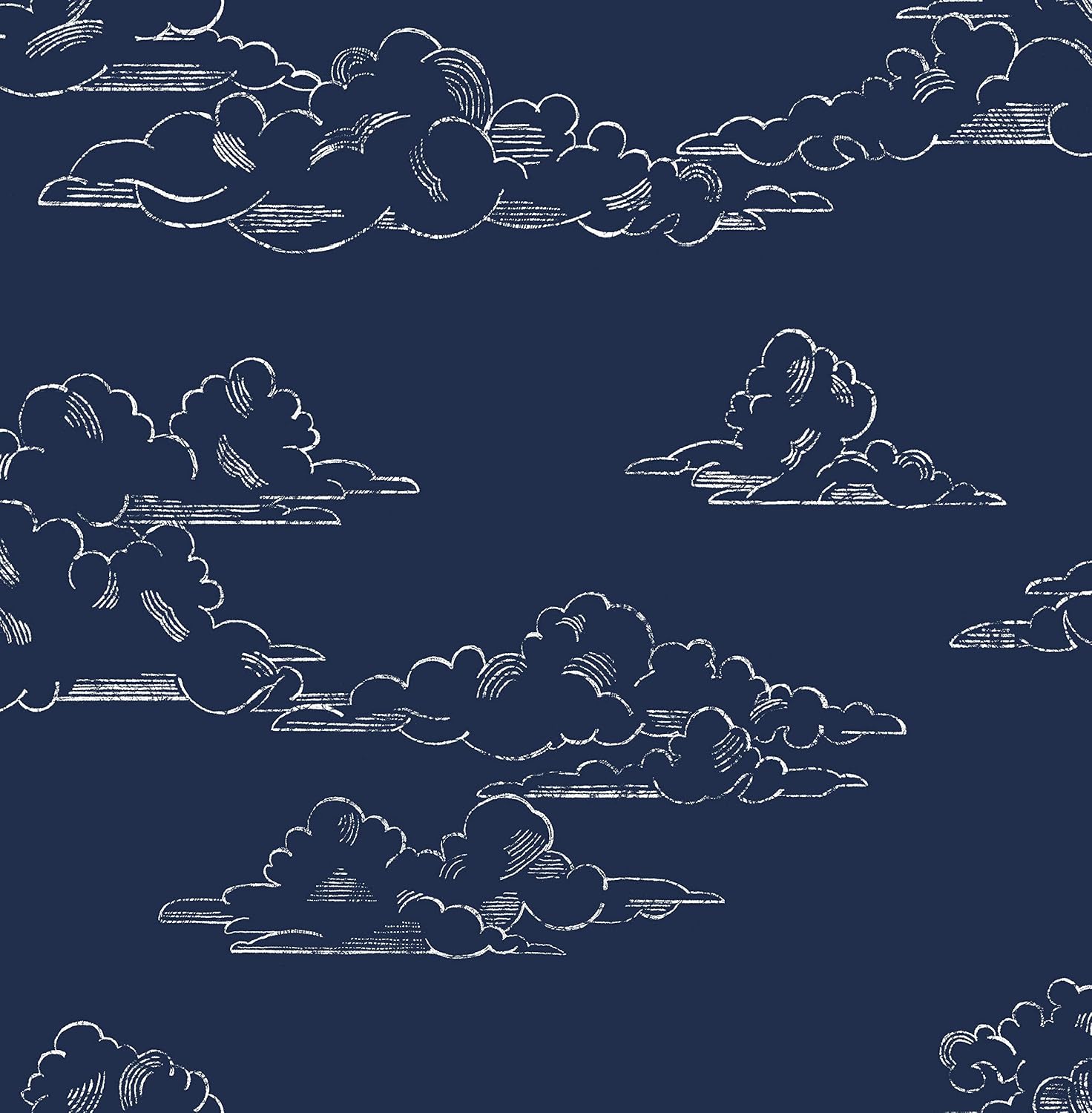 Superfresco Easy Navy Vintage Clouds Wallpaper, Paste the wall, Navy & White Wallpaper, Traditional Vintage Cloud Design - Image 3