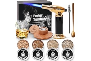FOGGY TUMBLER Cocktail Smoker Kit with Torch and Four Wood Chips - Old Fashioned Drink Smoker Infuser Kit for Bourbon & Whiskey, Gifts for Men, Boyfriend, Husband, Dad (No Butane) (Beech Wood)