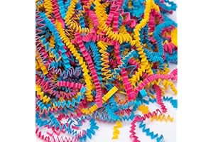 BOXHOME Shred Paper Filler (1/2LB) Crinkle Cut Paper for Wrapping & Filling Gift Basket Gift Boxes, Magenta, Yellow and Blue-Fiesta Mix