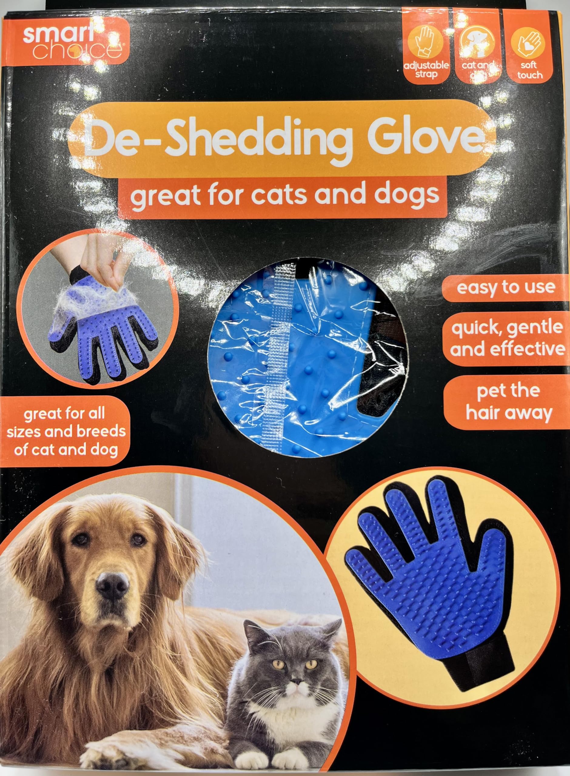 Smart Choice Deshedding Grooming Pet Gloves, Dark Blue/Black & Light Blue/Black, 0.057 kg