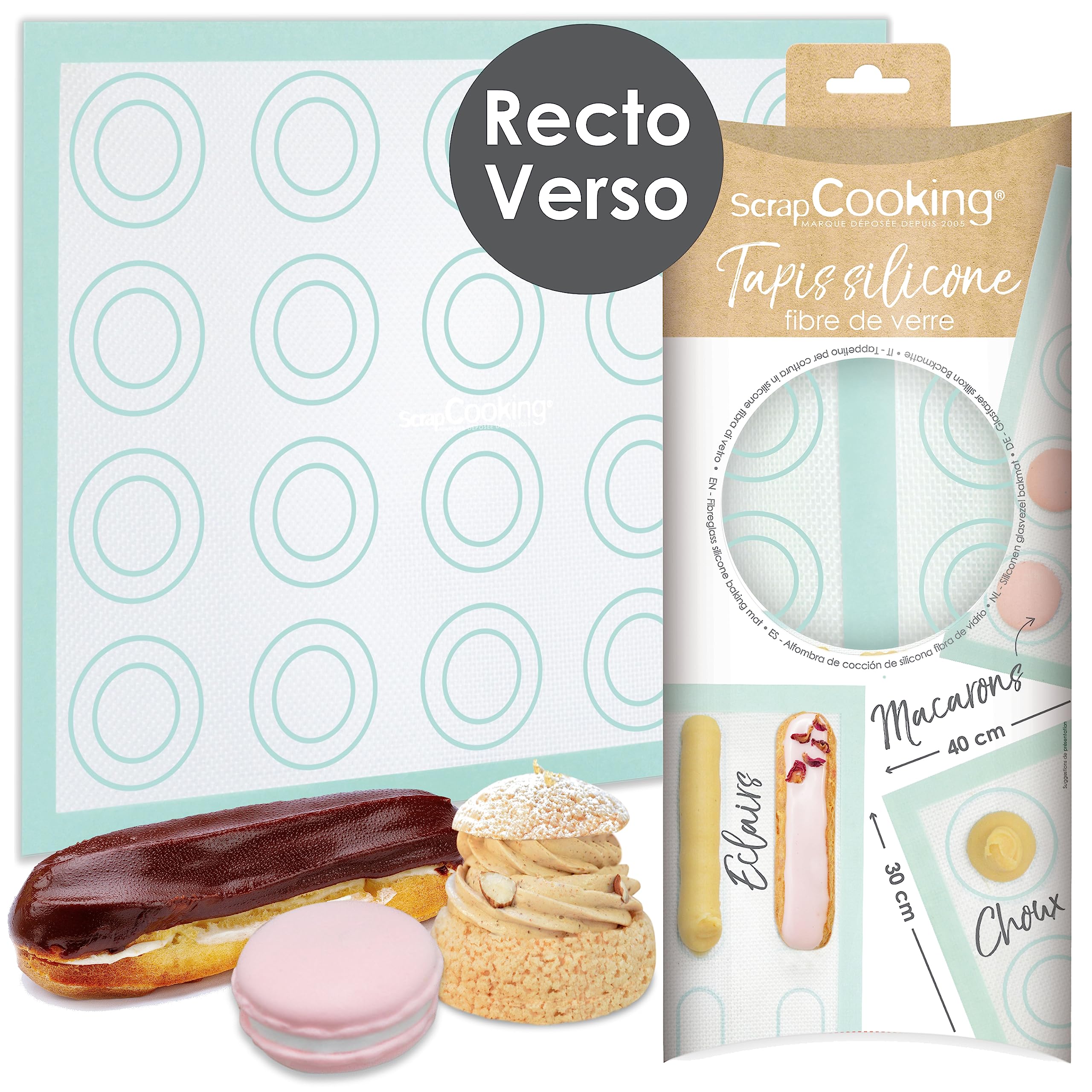 SCRAP COOKING 3181 Pastry Mat, Fibreglass and Silicone, Sea Green