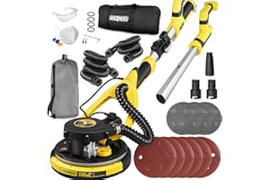 KITVANCE Drywall Sander, Electric Drywall Sander with Vacuum, 7 Variable Speed, 900-1800RPM, Labor-Saving Handle and Patented Fixture for Ceiling Sanding, LED Light, 14ft Dust Hose,26ft Power Cable,Storage Bag