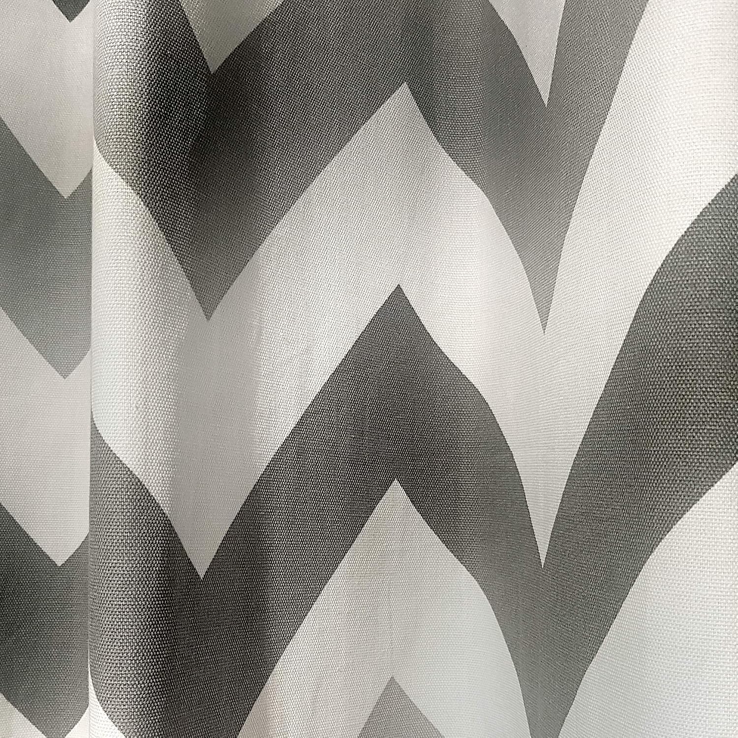 Fusion - Chevron - 100% Cotton Pair of Eyelet Curtains - Grey - 46 Width x 72 Drop (117 x 183 cm), W 117" x L 183" (2 Panels) - Image 3