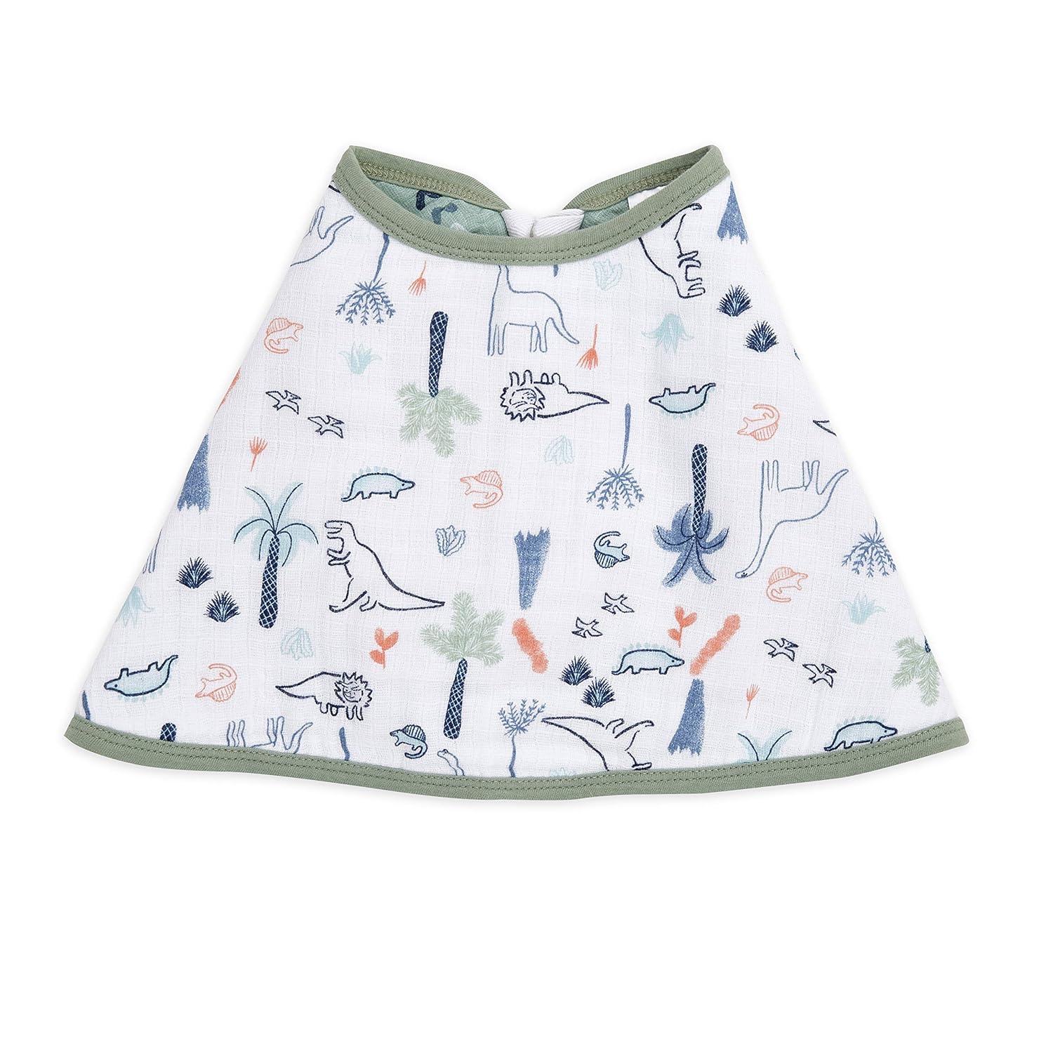 aden + anais Burpy Baby Bib, 100% Cotton Muslin, Soft Absorbent 4 Layers, Multi-Use Burp Cloth and Bib, 22.5” X 11”, Single, Dino Time: Baby