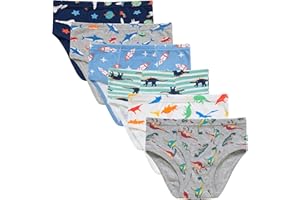 Slenily Little Boys Sharks Briefs Toddler Kids Truck Cars Underwear Soft Cotton Airplane Undies (Pack of 6)