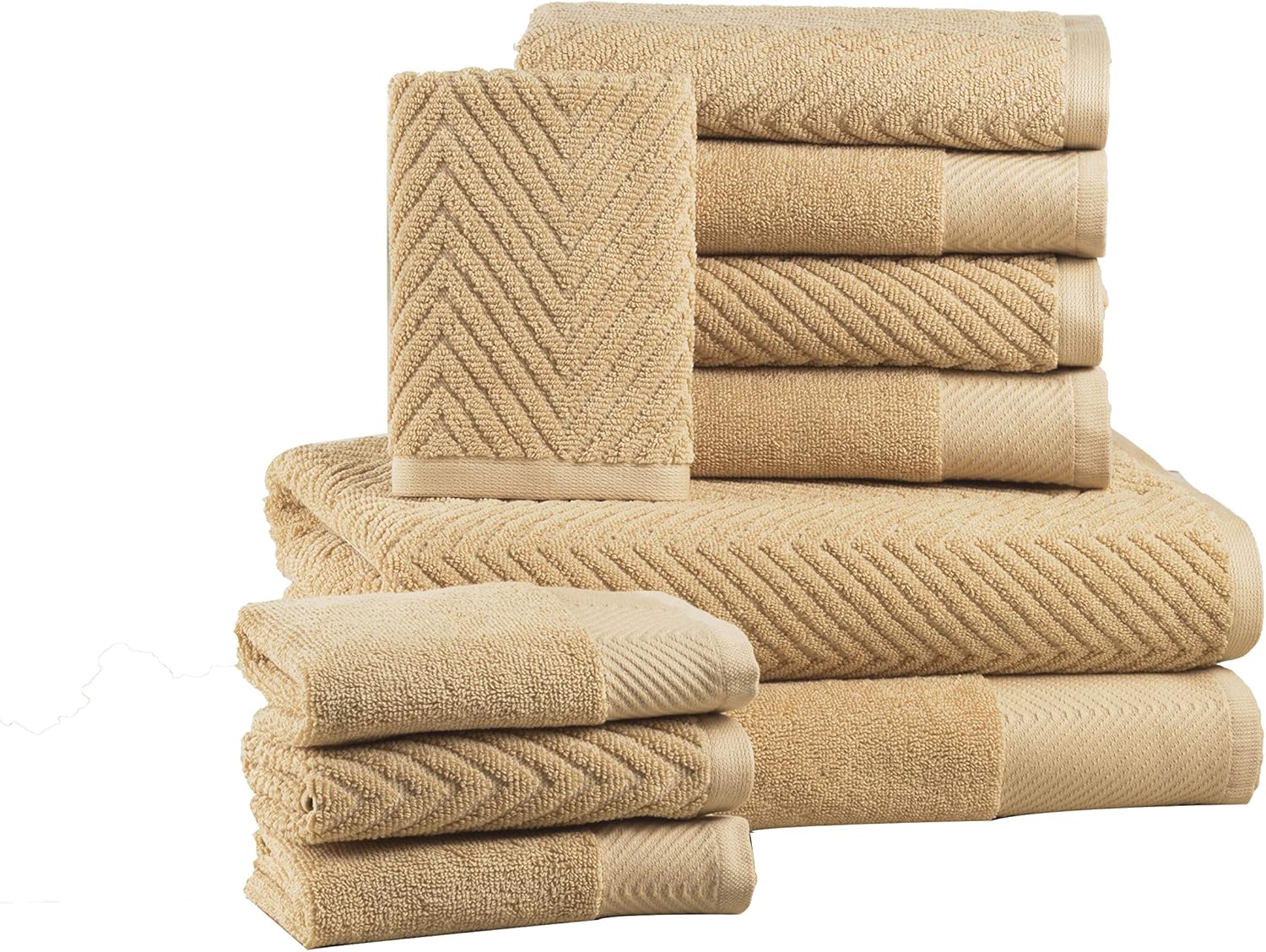 6 Piece Bath Towel, 100% Cotton 600 GSM Chevron Towel Set, 2 Bath Towels, 2 Hand Towels, 2 Wash Cloths Extra Soft Fluffy, Highly Absorbent Quick-Dry Luxurious Hotel Spa Quality Towels - (Jade): Home & Kitchen