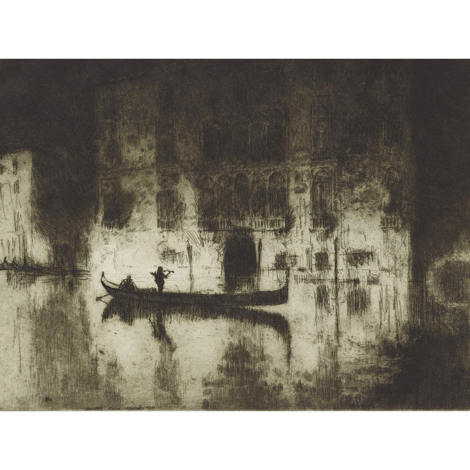 Artery8 James Mcbey Venetian Night Etching 1925 Large Wall Art Poster Print Thick Paper 18X24 Inch