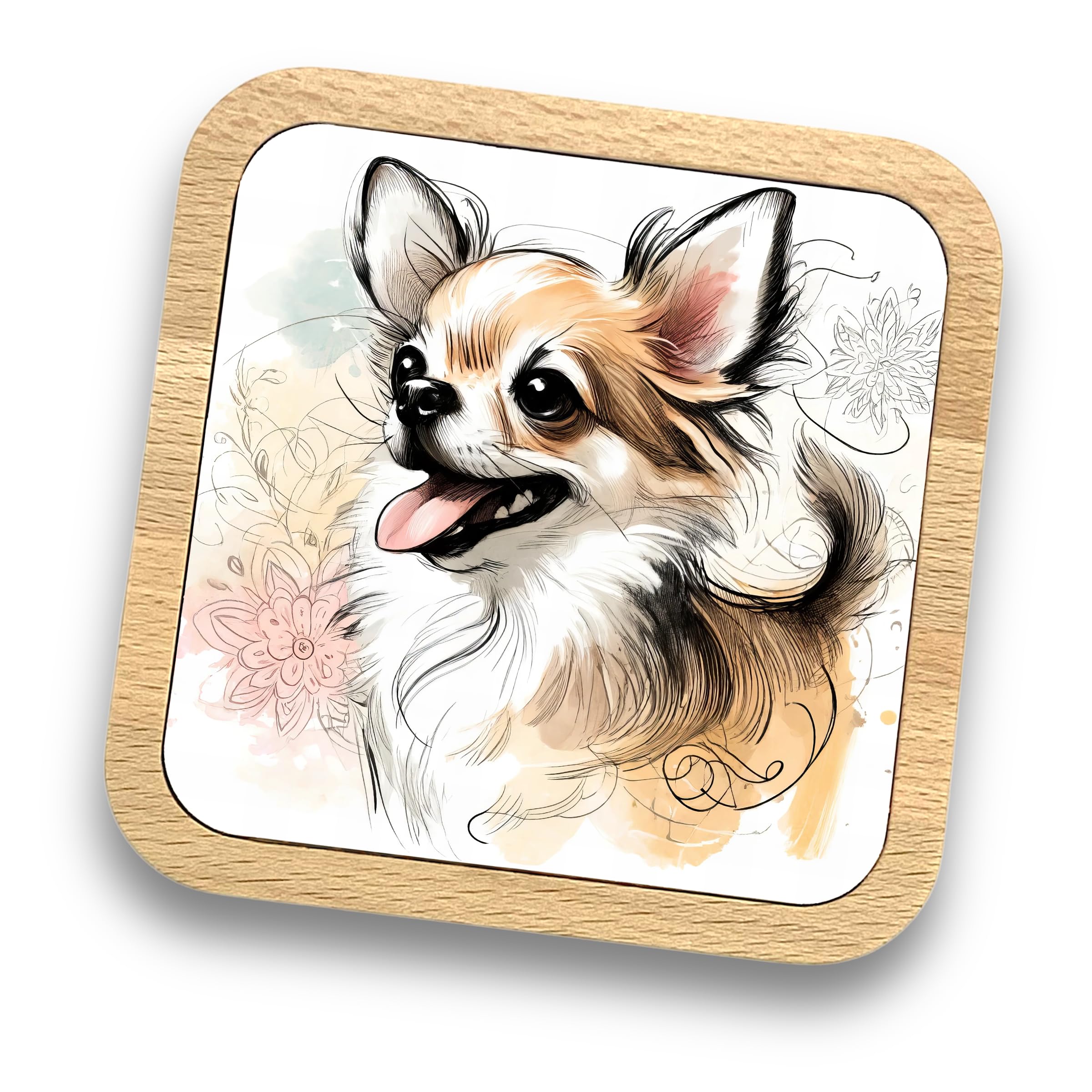 Chihuahu Gift Idea Wooden Coaster - 20+ Breeds Available! – Gift for Dog Dad, Dog Mum, Lovers, Owners, Walkers, Groomers – Ideal Dog Themed Gift for Women, Men (Chihuahua)