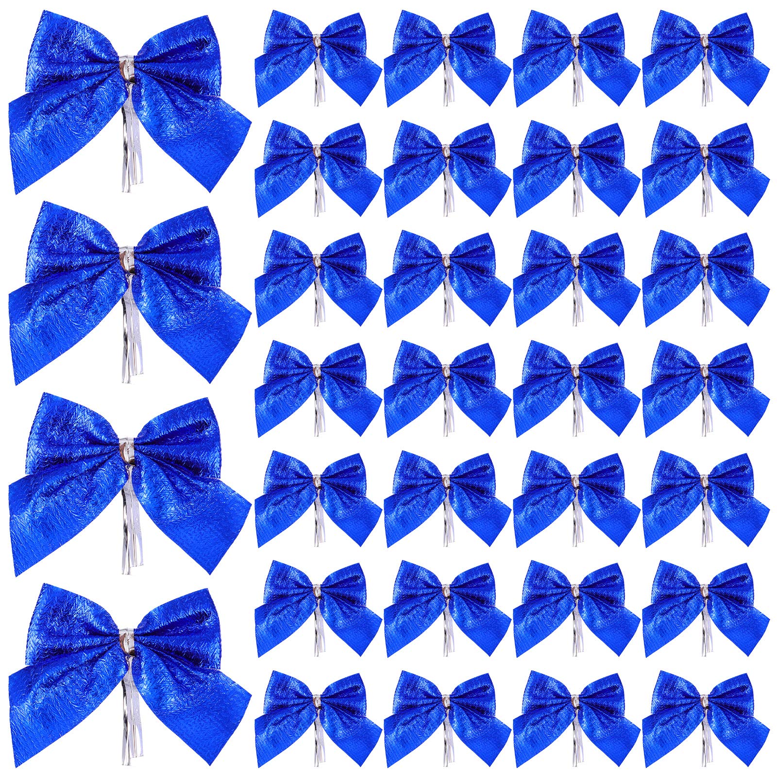 Amosfun 60pcs Christmas Bows Bowknot Holiday Xmas Christmas Tree Hanging Decorations Ornaments Blue