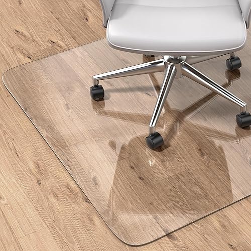 Office Chair Mat for Hardwood Floor, 47"×59" Fully Clear Desk Chair Mat for Rolling Chairs, Heavy Duty Hard Floor Protector Mat for Home Office, Anti-Slip, Flat Without Curling