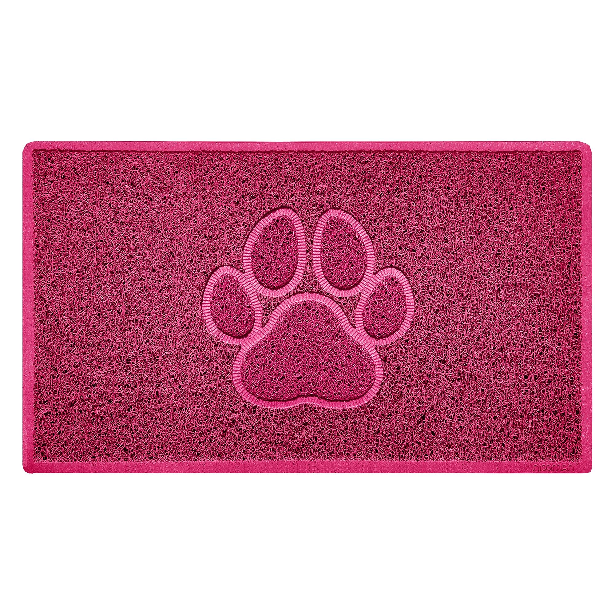 Nicoman PAW Shape Cat Litter Box Mat, Dog Food Feeding Tray Matt, Non-Slip, Easy Clean, Washable(75x44cm,Medium),PINK