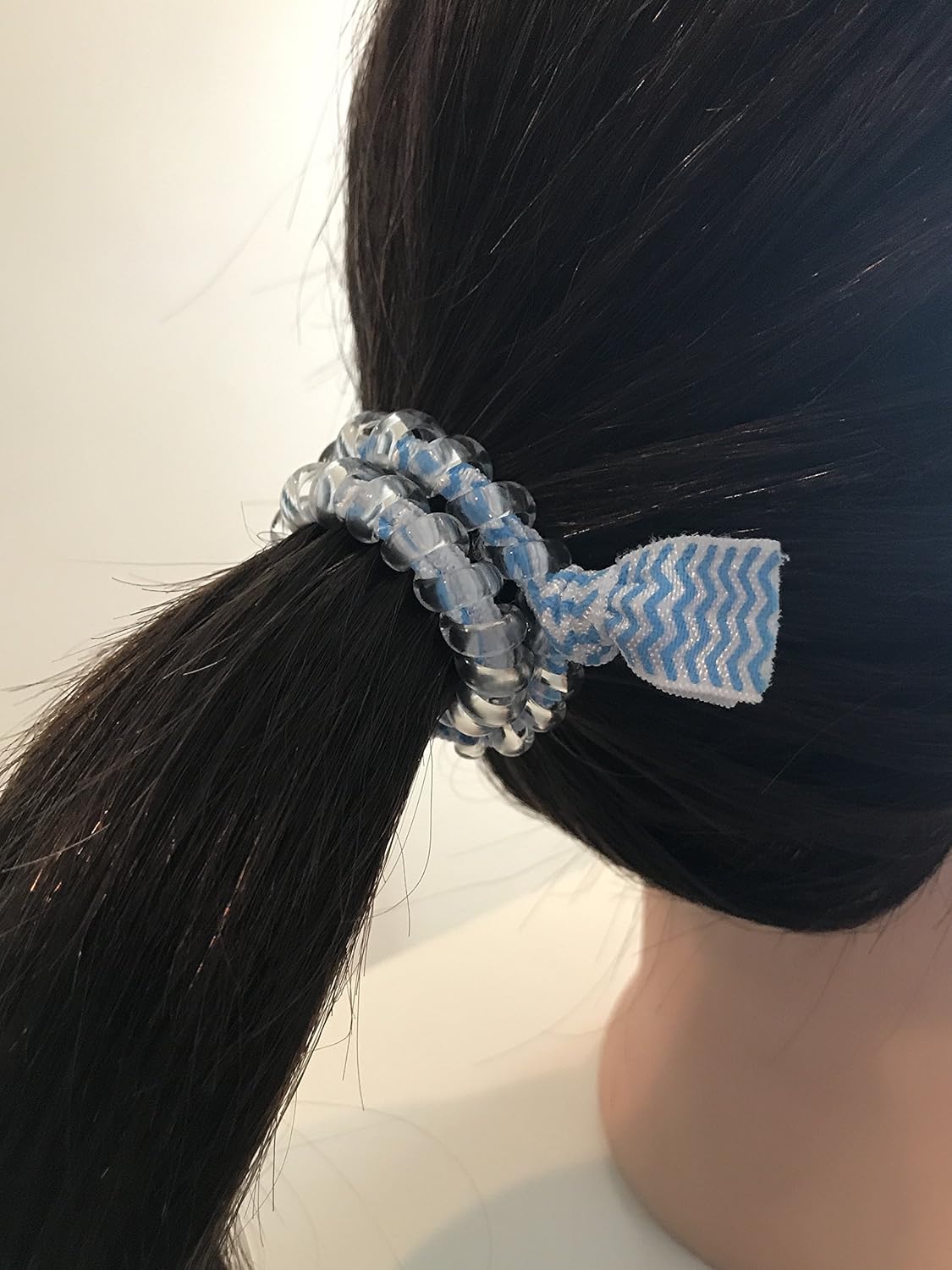 Amazon Com Hair Tie Blue Zig Zag Secure Hold Chic For Work Or