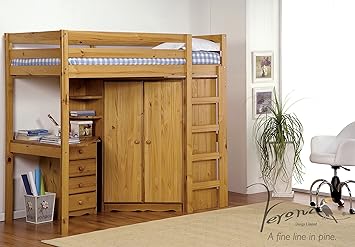 Verona Design Rimini High Sleeper Antique Pine Wood Student Set