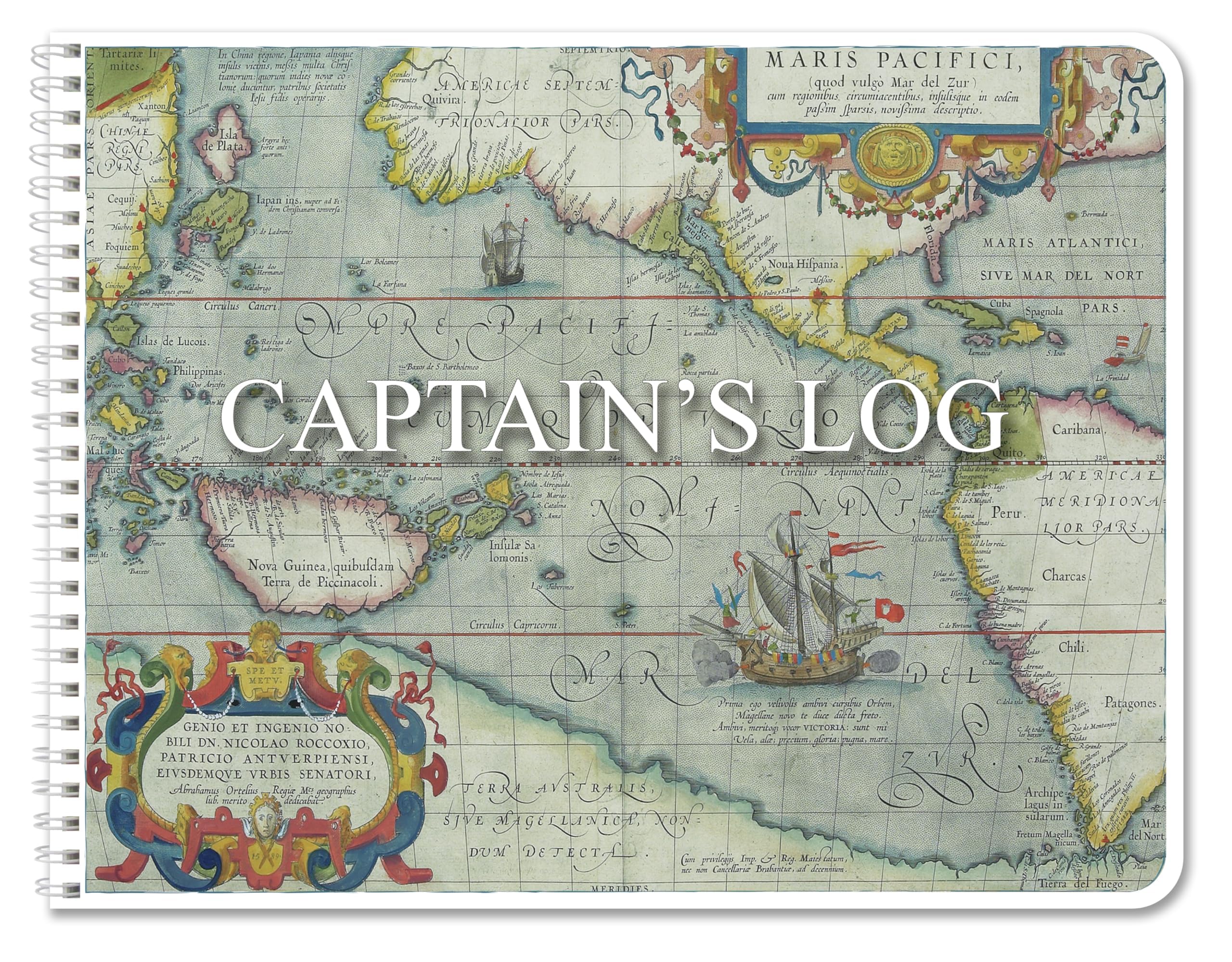 BookFactory® Captain's Log Book/Boat Log Book/Ship’s Log Book/Nautical Log Book - 100 Pages, Full Color Cover with Translux Protection, 11" x 8 1/2", Wire-O Binding (LOG-100-CPT-011)