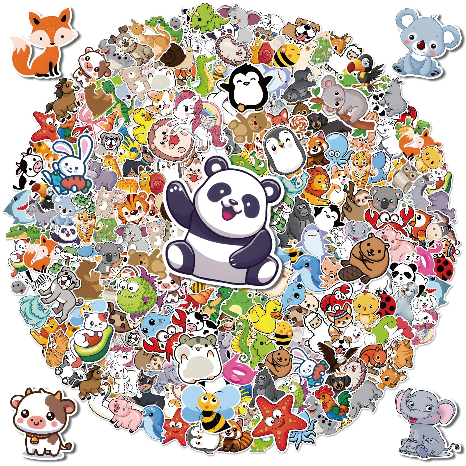 G2PLUS 200PCS Cartoon Animal Stickers for Kids: Waterproof Vinyl Stickers for Scrapbooking, Water Bottle, Phone Case, Laptop, DIY Crafts, Gifts