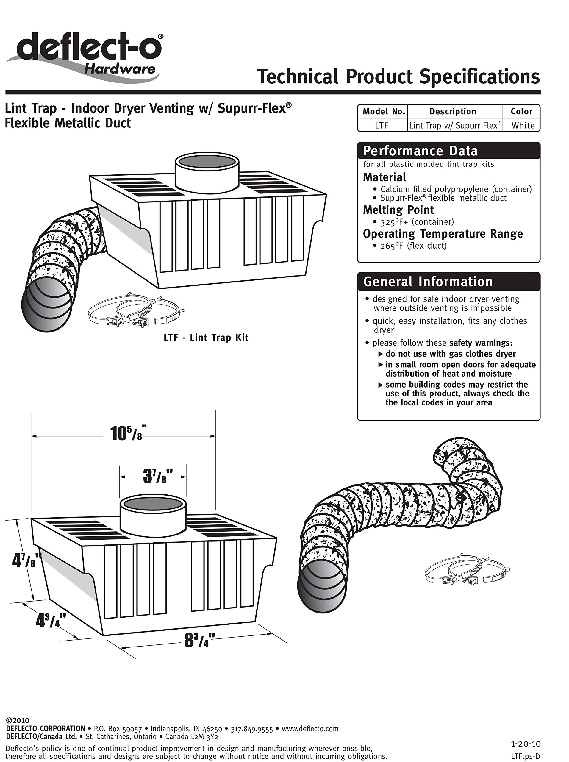 Galleon Deflecto Dryer Lint Trap Kit, SupurrFlex Flexible Metallic Duct