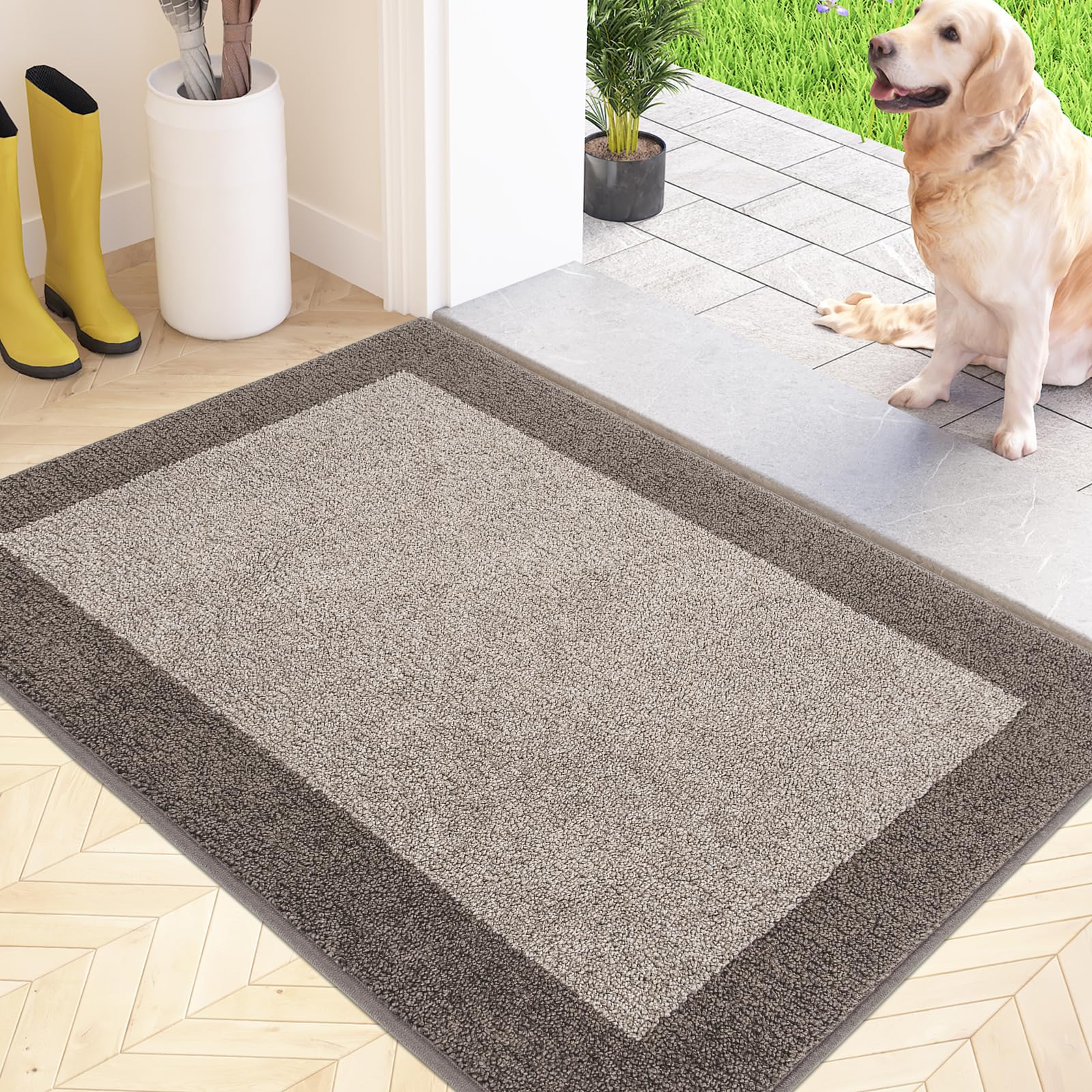 FCSDETAIL Dirt Trapper Indoor Door Mat 60 x 90 cm, Non-slip Entrance Rug, Machine Washable Dog Doormat, Inside Floor Mat for Entryway, Muddy Shoes & Paws