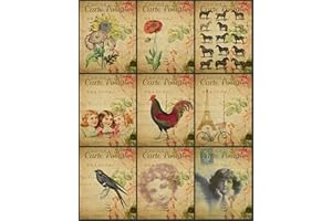 PAPER MOON MEDIA Vintage Printed French Reproduction Post Cards Collage Sheet #103 Scrapbooking, Decoupage, Labels