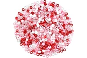 KIGEAPUEL Valentine's Day Pony Beads Glitter Plastic Beads Bulk,1000 Pcs Assorted Pink Pony Craft Beads for Jewelry Making Bracelets Crafts Plastic Home Decor Party DIY Crafts