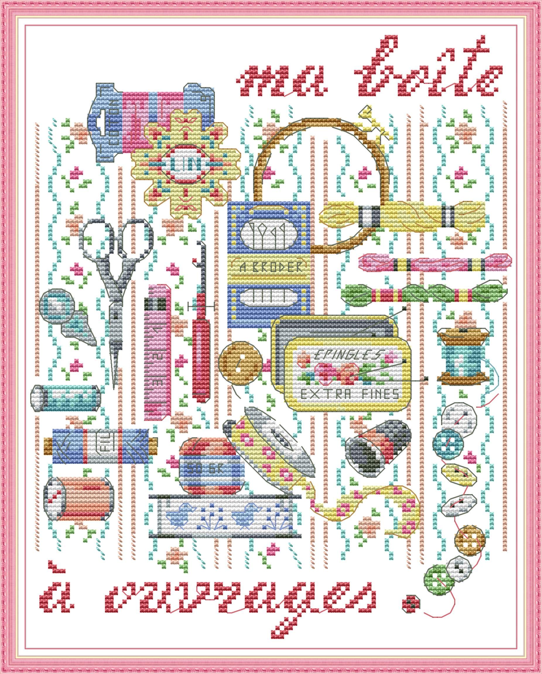 OWN4B Cross Stitch Kits Stamped, Sewing Set Printed Pattern 11CT 13.8x16.5 inch DIY Embroidery Kit