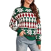 Simplee Womens Christmas Sweaters Long Sleeve Crewneck Oversized Sweater Fashion Winter Knitted Pullover Tops