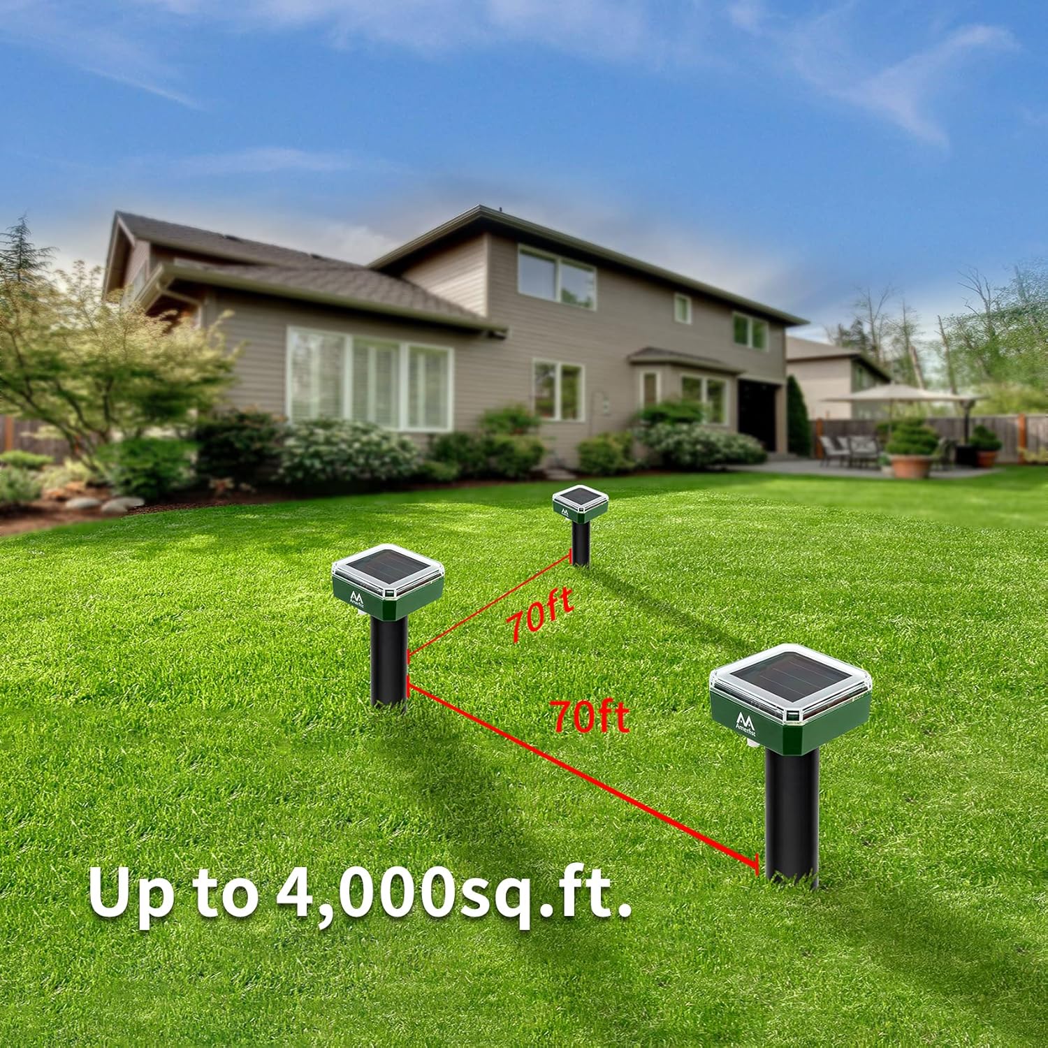 AMERFIST Mole Repellent Solar Powered – Solar Animal Repeller Stakes for Gopher, Moles, Groundhog – IP44 Waterproof Solar Mole Repellent Stakes for Farm, Garden, Lawn (4 Pack) : Garden & Outdoor