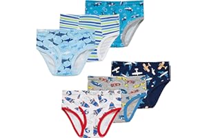 NAIVETE Baby Soft Cotton Underwear Little Boys Dinosaur Briefs Toddler Shark Undies Children Truck Panties(Pack of 6)