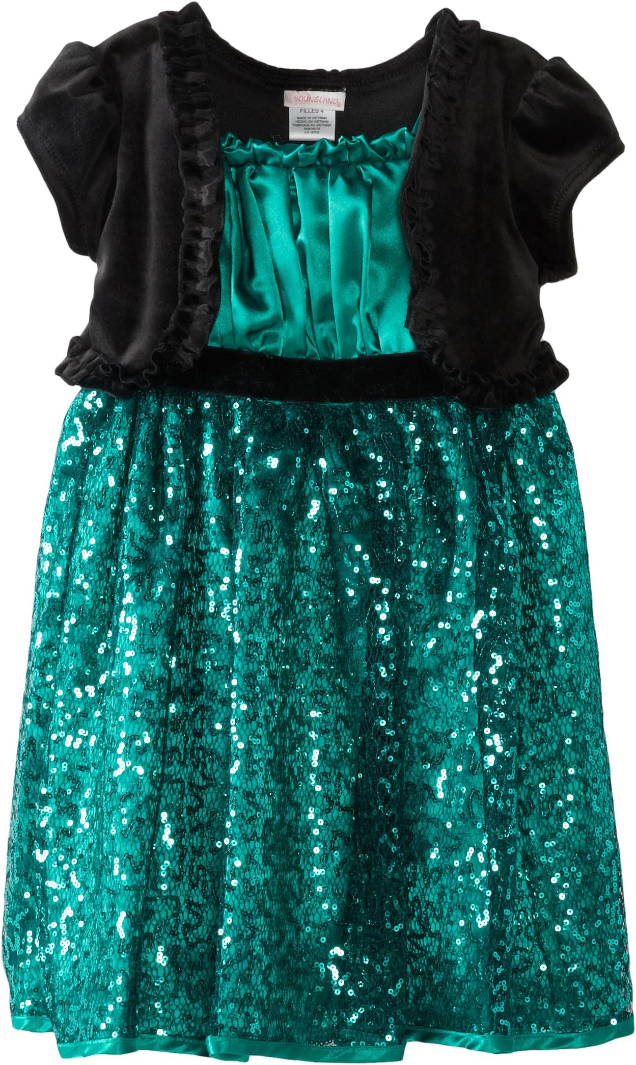 Sweet Heart Rose Little Girls' Mock Sequin Dress with Black Cardigan